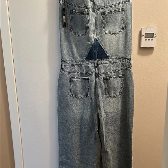 Fashion Nova Blue Denim jumpsuit Relaxed Fit - Picture 7 of 7